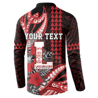 Personalized Hawaii Lahainaluna High School Button Sweatshirt Tribal Tattoo With Hibiscus Flowers