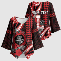 Personalized Hawaii Lahainaluna High School Kimono Sleeve Blouse Tribal Tattoo With Hibiscus Flowers LT05 - Polynesian Pride