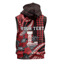Personalized Hawaii Lahainaluna High School Sleeveless Hoodie Tribal Tattoo With Hibiscus Flowers LT05 - Polynesian Pride