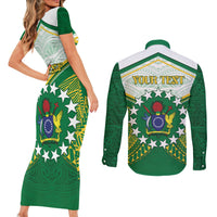 Personalised Cook Islands Ra o te Ui Ariki Couples Matching Short Sleeve Bodycon Dress and Long Sleeve Button Shirt Polynesian Pattern