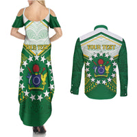 Personalised Cook Islands Ra o te Ui Ariki Couples Matching Summer Maxi Dress and Long Sleeve Button Shirt Polynesian Pattern