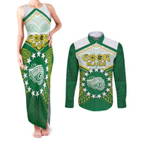 Personalised Cook Islands Ra o te Ui Ariki Couples Matching Tank Maxi Dress and Long Sleeve Button Shirt Polynesian Pattern