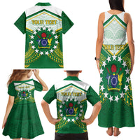 Personalised Cook Islands Ra o te Ui Ariki Family Matching Tank Maxi Dress and Hawaiian Shirt Polynesian Pattern