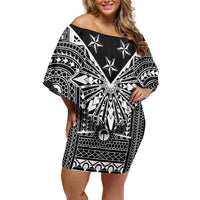 Black Philippines Sun Star Family Matching Off Shoulder Short Dress and Hawaiian Shirt Igorot Tribal Inspiration LT05 Mom's Dress Black - Polynesian Pride