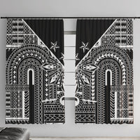 Black Philippines Sun Star Window Curtain Igorot Tribal Inspiration LT05 With Hooks Black - Polynesian Pride
