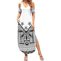 White Philippines Sun Star Family Matching Summer Maxi Dress and Hawaiian Shirt Igorot Tribal Inspiration LT05 Mom's Dress White - Polynesian Pride