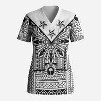 White Philippines Sun Star Scrub Top Igorot Tribal Inspiration LT05 Adult White - Polynesian Pride