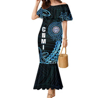 Personalized Northern Mariana Islands 78th Liberation Day Family Matching Mermaid Dress and Hawaiian Shirt LT05 Mom's Dress Blue - Polynesian Pride