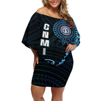 Personalized Northern Mariana Islands 78th Liberation Day Off Shoulder Short Dress LT05 Women Blue - Polynesian Pride