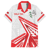 Custom Tonga Rugby 2024 Pacific Family Matching Off Shoulder Maxi Dress and Hawaiian Shirt Go Ikale Tahi LT05 Dad's Shirt - Short Sleeve White - Polynesian Pride