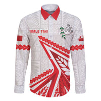 Custom Tonga Rugby 2024 Pacific Family Matching Short Sleeve Bodycon Dress and Hawaiian Shirt Go Ikale Tahi LT05 Dad's Shirt - Long Sleeve White - Polynesian Pride