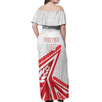 Custom Tonga Rugby 2024 Pacific Off Shoulder Maxi Dress Go Ikale Tahi LT05 - Polynesian Pride
