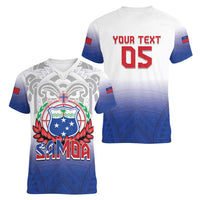 Custom Samoa Rugby 2024 Pacific Women V-Neck T-Shirt Go Manu Samoa
