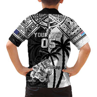 Custom New Zealand And Fiji Rugby 2024 Family Matching Long Sleeve Bodycon Dress and Hawaiian Shirt Maori Kiwi With Fijian Palm Tree