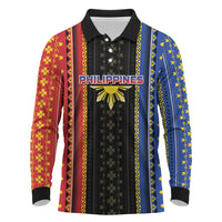 Personalised Philippines Filipinos Long Sleeve Polo Shirt Igorot Tribal Inspiration Pattern Style