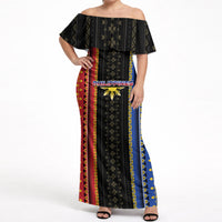 Personalised Philippines Filipinos Off Shoulder Maxi Dress Igorot Tribal Inspiration Pattern Style