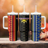 Philippines Filipinos Tumbler With Handle Igorot Tribal Inspiration Pattern Style
