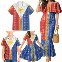 Philippines Sun Family Matching Mermaid Dress and Hawaiian Shirt Igorot Tribal Inspiration