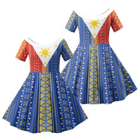Philippines Sun Family Matching Short Sleeve Bodycon Dress and Hawaiian Shirt Igorot Tribal Inspiration