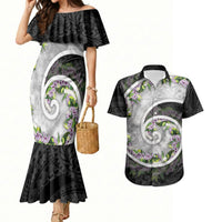 Piko Hawaii Couples Matching Mermaid Dress and Hawaiian Shirt Polynesian Pattern With Maile Pikake Honohono Lei