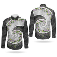Piko Hawaii Couples Matching Short Sleeve Bodycon Dress and Long Sleeve Button Shirt Polynesian Pattern With Maile Pikake Honohono Lei