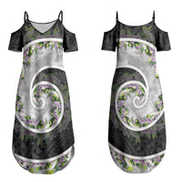 Piko Hawaii Couples Matching Summer Maxi Dress and Hawaiian Shirt Polynesian Pattern With Maile Pikake Honohono Lei
