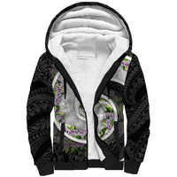 Piko Hawaii Sherpa Hoodie Polynesian Pattern With Maile Pikake Honohono Lei