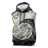 Piko Hawaii Sleeveless Hoodie Polynesian Pattern With Maile Pikake Honohono Lei