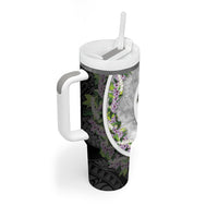 Piko Hawaii Tumbler With Handle Polynesian Pattern With Maile Pikake Honohono Lei