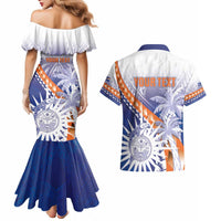 Personalised Marshall Islands Manit Day Couples Matching Mermaid Dress and Hawaiian Shirt Polynesian Tribal Tattoo Tropical Style