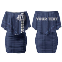Personalized Utah State Couples Matching Off Shoulder Short Dress and Long Sleeve Button Shirt Polynesian Style