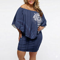 Personalized Utah State Off Shoulder Short Dress Polynesian Style