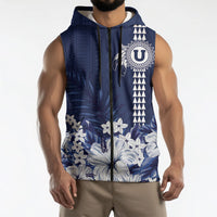 Personalized Utah State Sleeveless Zip Hoodie Polynesian Style