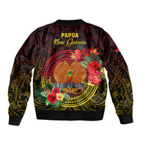 Papua New Guinea Bomber Jacket Coat Of Arms Tropical Flowers Polynesian Pattern LT05 - Polynesian Pride