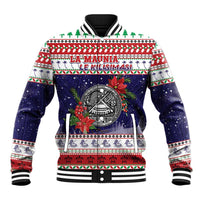 American Samoa Christmas Baseball Jacket Poinsettia La Maunia Le Kilisimasi LT05 Unisex White - Polynesian Pride
