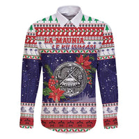 American Samoa Christmas Family Matching Long Sleeve Bodycon Dress and Hawaiian Shirt Poinsettia La Maunia Le Kilisimasi
