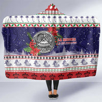 American Samoa Christmas Hooded Blanket Poinsettia La Maunia Le Kilisimasi LT05 One Size White - Polynesian Pride