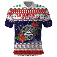 American Samoa Christmas Polo Shirt Poinsettia La Maunia Le Kilisimasi LT05 White - Polynesian Pride