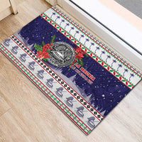 American Samoa Christmas Rubber Doormat Poinsettia La Maunia Le Kilisimasi LT05 - Polynesian Pride