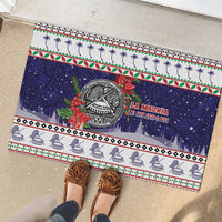 American Samoa Christmas Rubber Doormat Poinsettia La Maunia Le Kilisimasi LT05 - Polynesian Pride