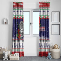 American Samoa Christmas Window Curtain Poinsettia La Maunia Le Kilisimasi