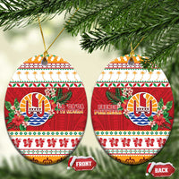 French Polynesia Christmas Ceramic Ornament Coat Of Arms Merry Xmas