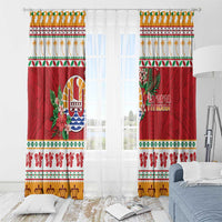 French Polynesia Christmas Window Curtain Coat Of Arms Merry Xmas