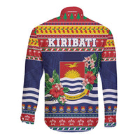 Kiribati Christmas Long Sleeve Button Shirt Coat Of Arms Tekeraoi Te Kiritimati