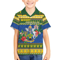 Solomon Islands Christmas Family Matching Puletasi and Hawaiian Shirt Coat Of Arms Merry Xmas
