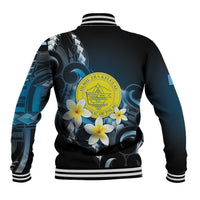 Palau United Nations Day Baseball Jacket Polynesian Curves Plumeria - Polynesian Pride