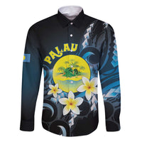 Palau United Nations Day Family Matching Off Shoulder Short Dress and Hawaiian Shirt Polynesian Curves Plumeria - Polynesian Pride