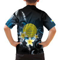 Palau United Nations Day Family Matching Tank Maxi Dress and Hawaiian Shirt Polynesian Curves Plumeria - Polynesian Pride