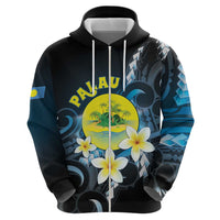 Palau United Nations Day Hoodie Polynesian Curves Plumeria - Polynesian Pride