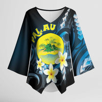 Palau United Nations Day Kimono Sleeve Blouse Polynesian Curves Plumeria - Polynesian Pride